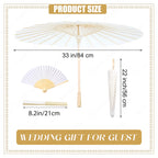 6-120Pcs 33inch Paper Umbrellas for Wedding Guest White Paper Parasol Umbrellas for Guests Wedding Photography Props with Fans