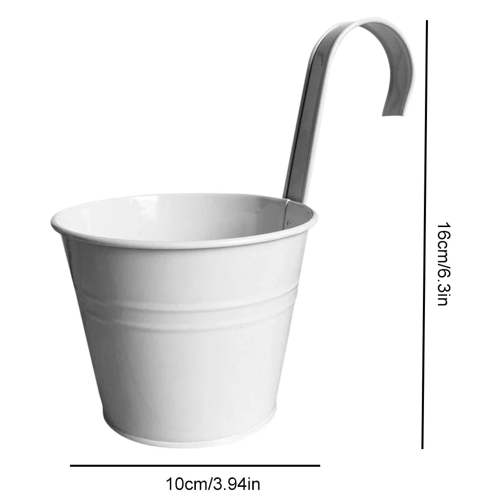 6/10PCS Metal Flower Pot With Detachable Handle Wall Mounted Hanging Planter Balcony Garden Office Planter Home Garden Decor