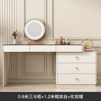 Modern Vanity Desk with LED Lighted Mirror, Luxury Corner Makeup Vanity Table 6 Drawers and Large Storage Dressing Table Shelves