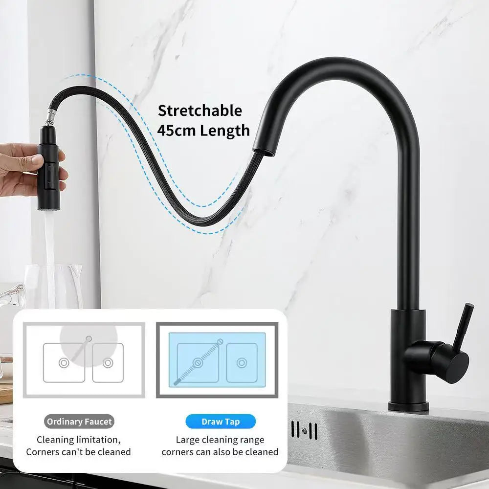 Kitchen Faucet Pull Out Brushed Nickle Stainless Steel Black Kitchen Mixed Tap Kitchen Sink Tap