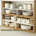 Plastic Retractable Kitchen Shelf Non-slip Space Saving Dish Shelf Minimalist Adjustable Seasoning Bottle Storage Rack Wardrobe