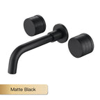 Luxury black bathroom concealed faucet wall-mounted design, double handle, 3-hole cold and hot dual-control brass basin Tap