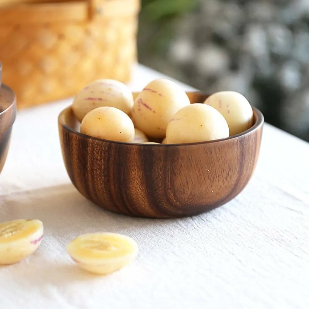 Creative Japanese style Wooden Household Kitchen Utensils for Noodles Rice Soup Salad Bowl Tableware Wooden Bowl Ramen Bowls