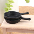 2Pcs Doll House Accessories 1:12 Dollhouse Miniature Kitchen Utensil Pan Small Frying Pan Model Accessories Toys