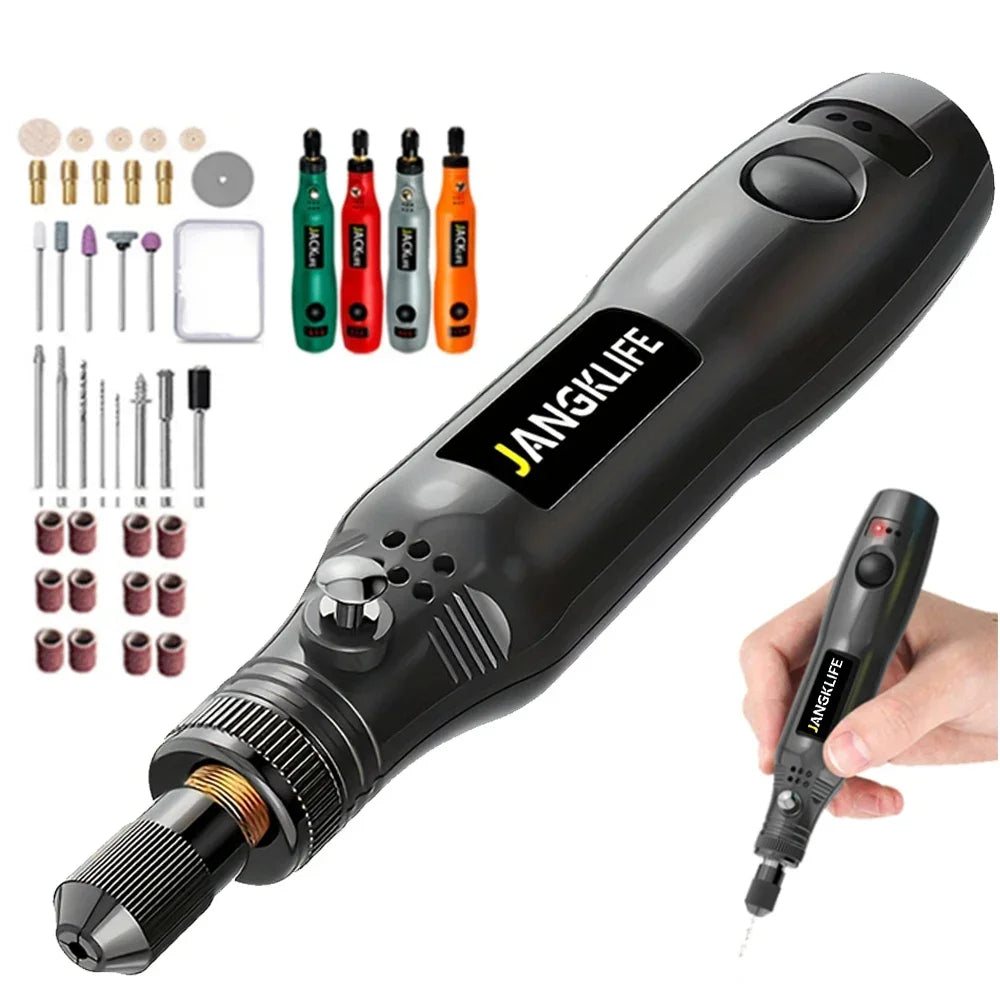 JANGKLIFE USB Cordless Rotary Tool Kit Woodworking Engraving Pen DIY For Jewelry Metal Glass Mini Wireless Drill