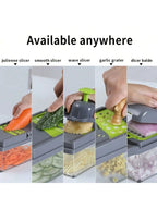 14pcs/16pcs Set,Vegetable Chopper, Multifunctional Fruit Slicer, Manual Food Grater, Vegetable Slicer, Cutter With Container