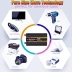 10000W/12000W Car Inverter LCD Display Vehicle Smart Inverter DC 12 V To AC 220V Digital Pure Sine Wave Power Inverter