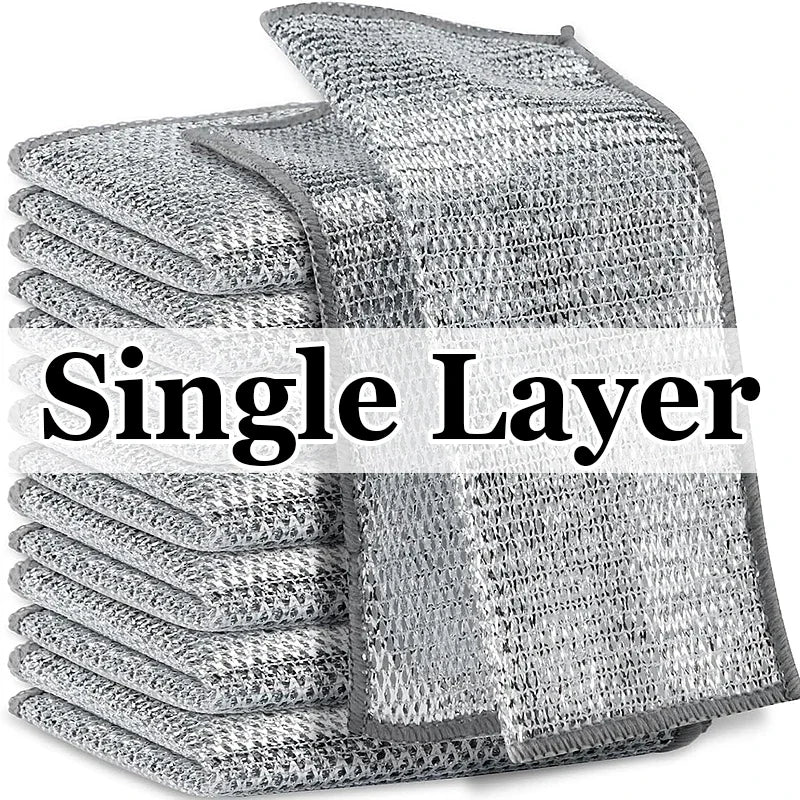 10-100pcs Steel Wire Rags Cloth Home Kitchen Pot Pan Dishwashing Double-sided Dishcloth Cleaning Cloths Scrubber Towel Wholesale