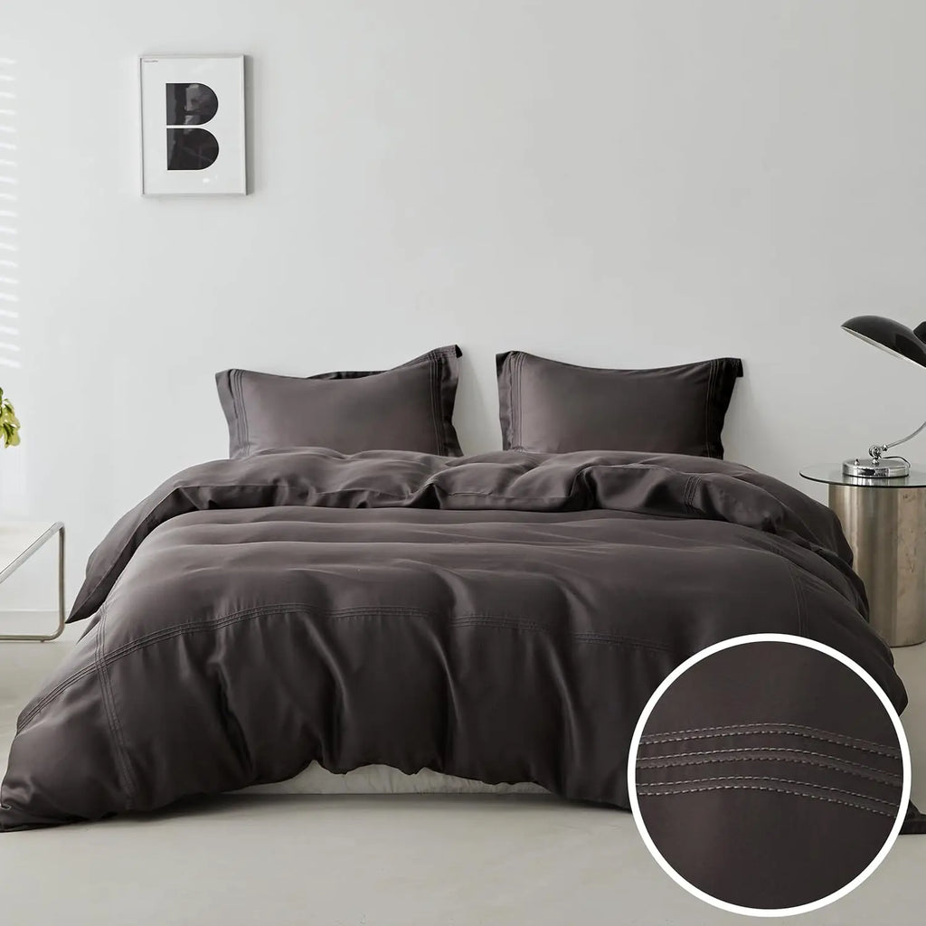 Simple&Opulence 100% Eucalyptus Lyocell Tencel Duvet Cover Set   Cooling Breathable Duvet Cover Soft Silky, Luxury Bedding Set
