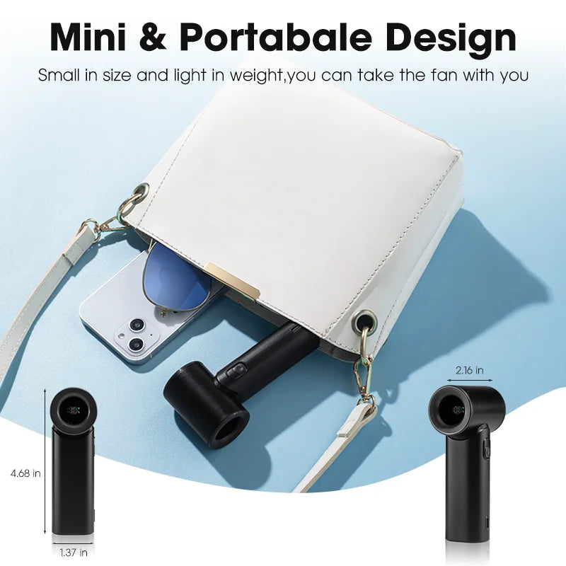Handheld Turbo Fan Portable Strong Wind Adjustable 5 Speeds 3000mAh US