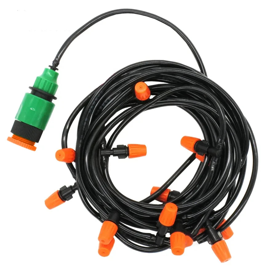 Fog Nozzles Irrigation Kit 5M-20M Garden Automatic Spray Misting Plant Watering System with 4/7 PE Hose and Connector