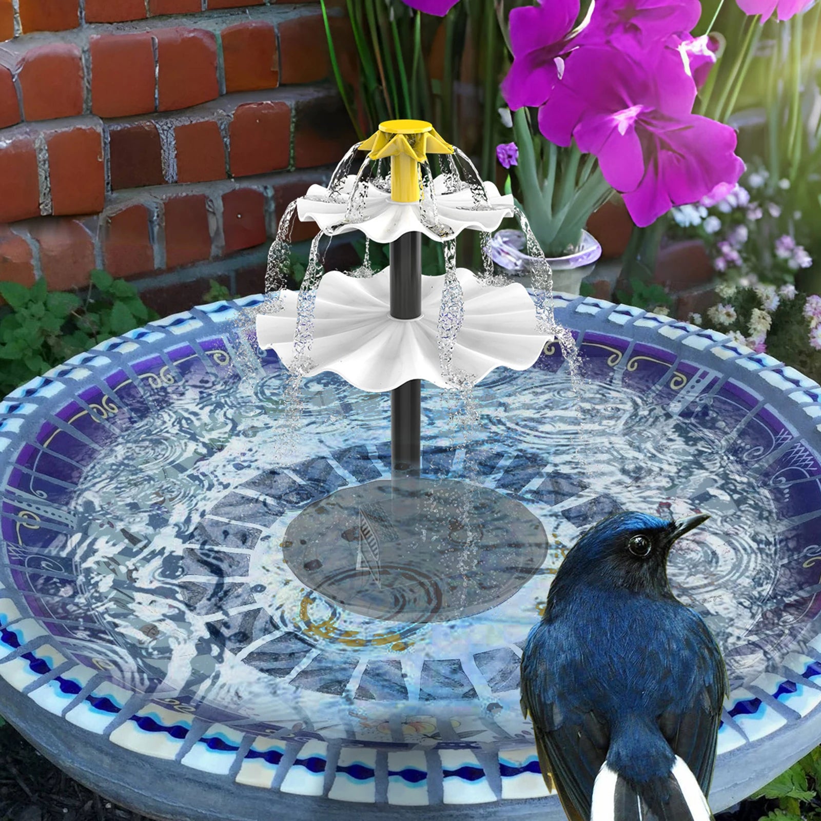 2.5W Solar Fountain Pump with 6 Nozzles and 7.6Ft Power Cord For Bird Bath Outdoor Pond Courtyard Garden And Fish Tank