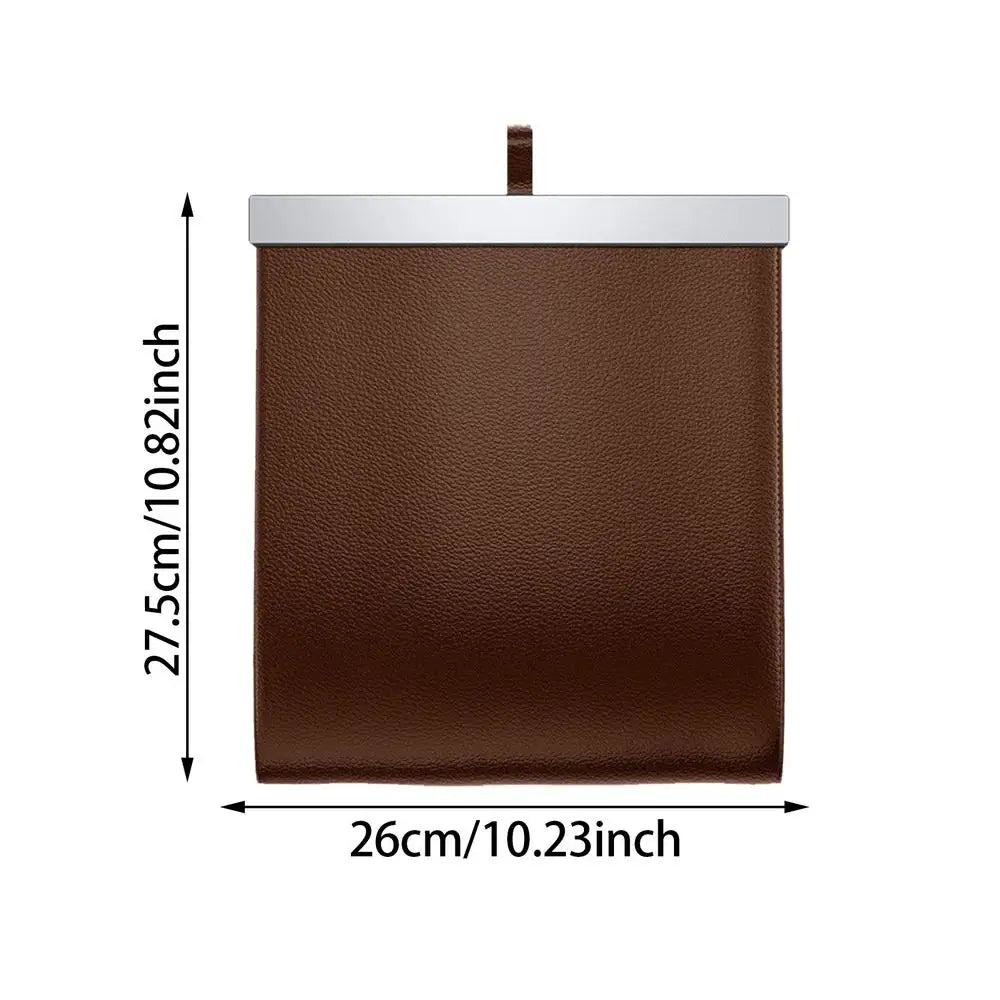 Car Backseat Hanging Garbage Bin PU Leather Vehicle Garbage Organizer Foldable Trash Can Car supplies For Car SUV Truck