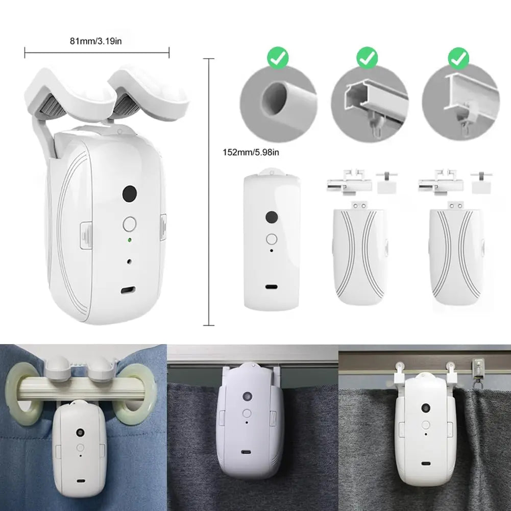Smart Electric Curtain Robot Remote Control For Roman I Type U Type Curtains Track Work，ABS Material, Easy Installation
