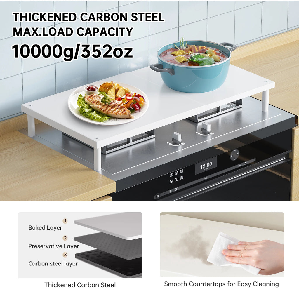 Kitchen Gas Stove Rack, Food Preparation Stand, Cover Rack, Gas Stove Holder, Retractable Shelf, Heat-Insulating Storage Rack