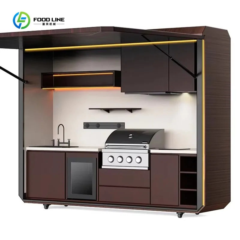 Customized Modern Outdoor Kitchen Set Prefab House with Full Equipments Stylish Durable Outdoor Cooking & Entertainment Area