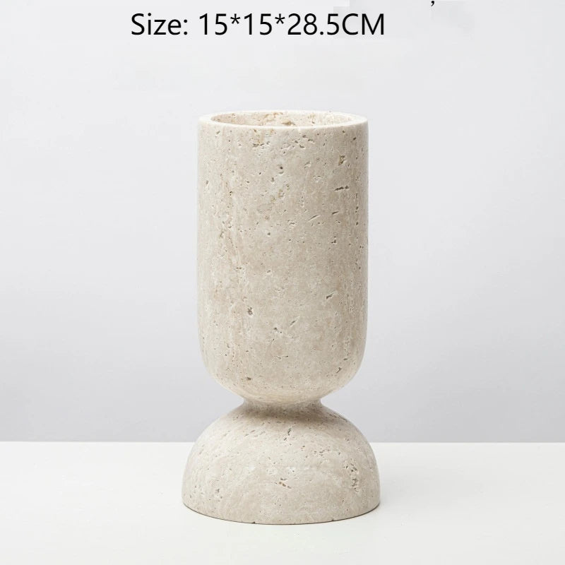 New Chinese Style Yellow Travertine Candle Holder - Elegant Home Decor for Living Room, Coffee Table, Dining Table & Model House
