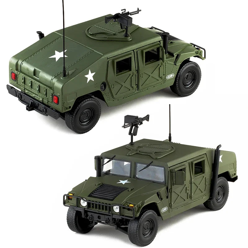Large Size 1:18 Hummer H1 Military Explosion Proof Car Model Alloy Diecast Simulation Toy Armored Car Metal Tank Model Gift