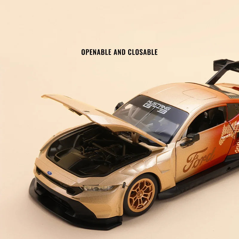 NEW 1:24 Ford Mustang GT3 Limited Edition Alloy Racing Car Model Sound and Light Children's Toy Collectibles Birthday gift