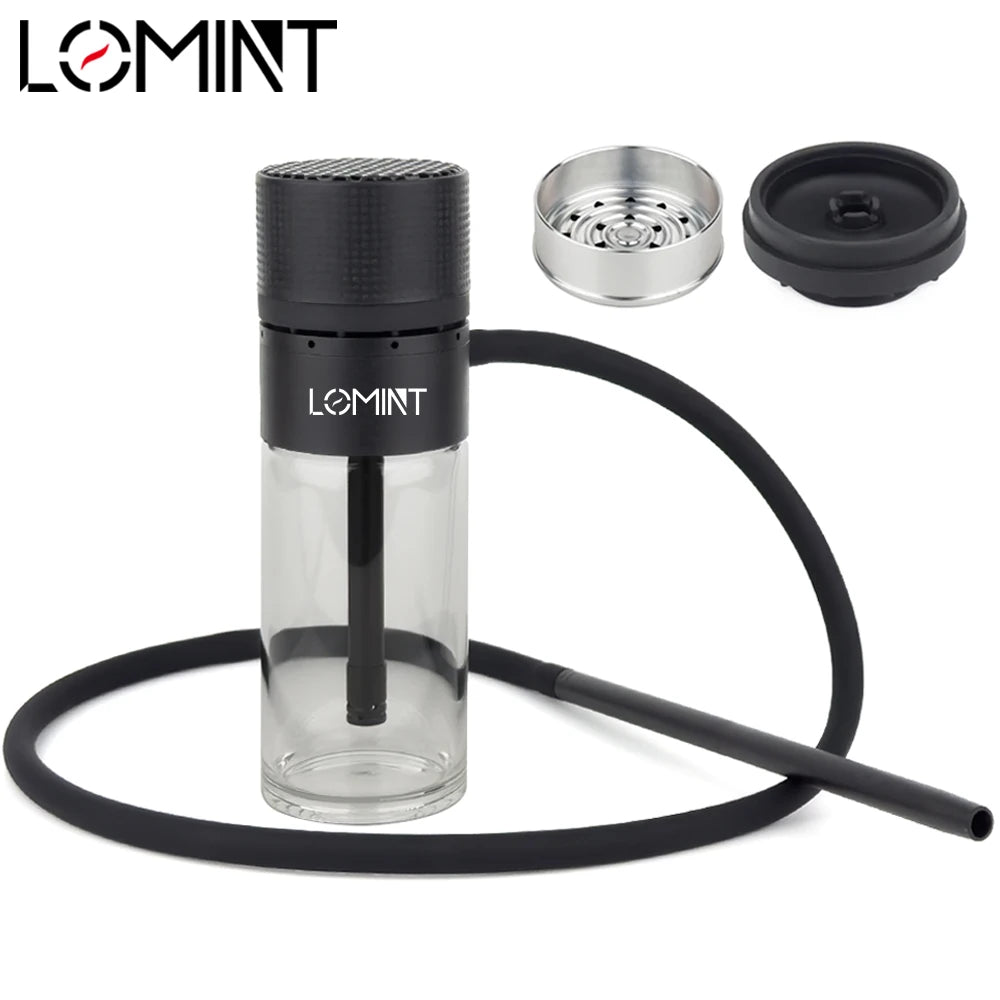 LOMINT Portable Cup Hookah Shisha Set With Glass Base Car Narguile Chicha Full Complete Gift Box Packing