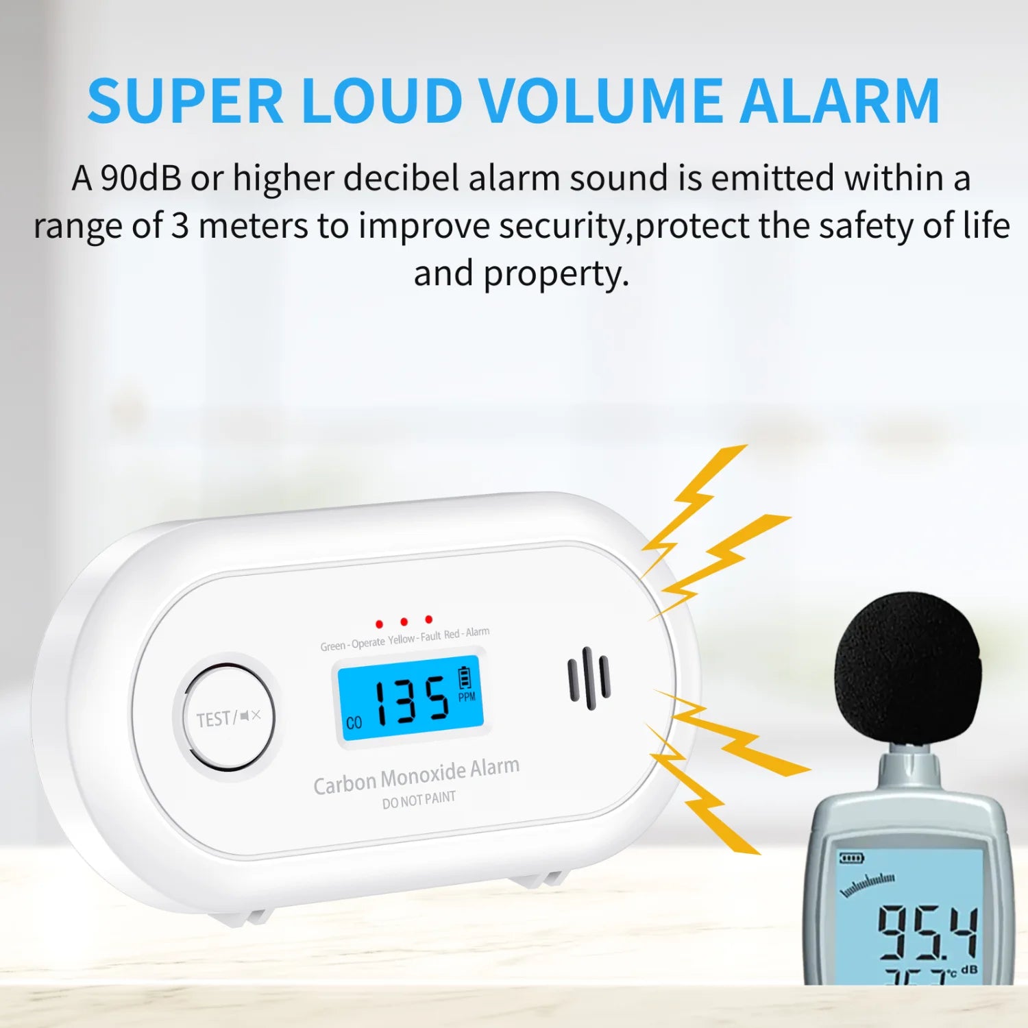 V-COME Wi-Fi Smart CO Detector with Tuya APP Control, WiFi Carbon Monoxide Alarm with long-life Li-Battery, EN50291/CE