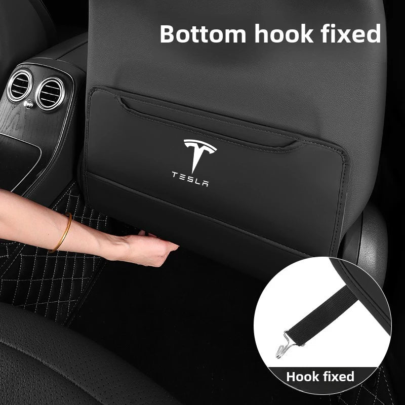 Car Seat Back Protection Anti-Kick Pad Rear Seat Storage Bag  For Tesla Model S Model X Model Y Cybertruck Model 3 Model Y