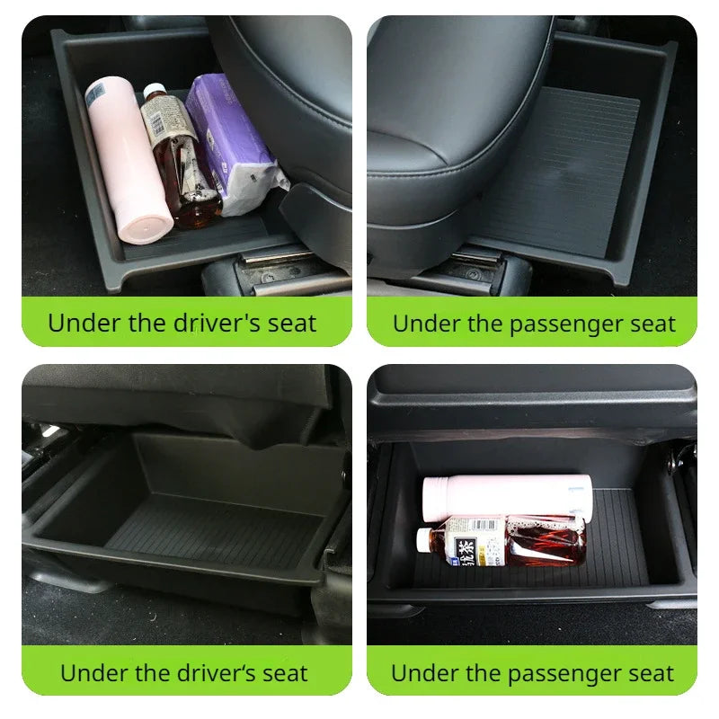 Front Underseat Storage Box for Tesla Model X Car Seat Push Pull Drawer TPE Hidden Storage Boxes Car Interior Accessories 2023