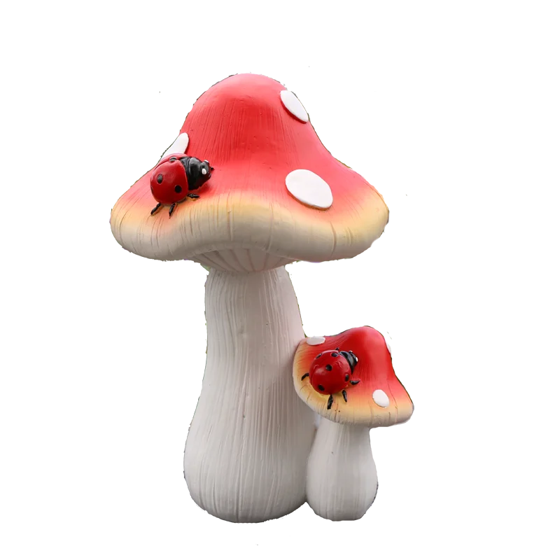 Outdoor Simulation Mushroom Red Umbrella White Pole Resin Decoration items Garden Balcony Lawn Accessories Home Furnishing Decor