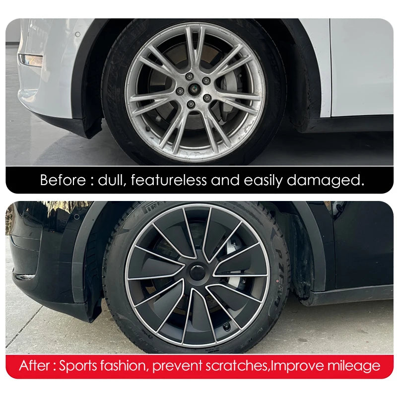 4PCS Hub Cap for Tesla Model Y 19 Inch New Wheel Caps Performance Automobile ReplaceHubcap Full Rim Cover Car Accessories 2024