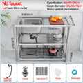 Stainless Steel Sink Kitchen Household Thickened Single Trough with Bracket Wash Basin Sink with Platform Easy Landing
