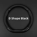 PU Leather D-shaped Steering Wheel Cover with Carbon Fiber Pattern Inner Circle – Non-Slip Sporty Grip for Car Steering Wheels