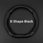 PU Leather D-shaped Steering Wheel Cover with Carbon Fiber Pattern Inner Circle – Non-Slip Sporty Grip for Car Steering Wheels