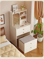 Bedroom Cream Style Dressing Table, Solid Wood Dressing Table, Small Bedside Table, Small Storage Cabinet Dressers for Bedroom