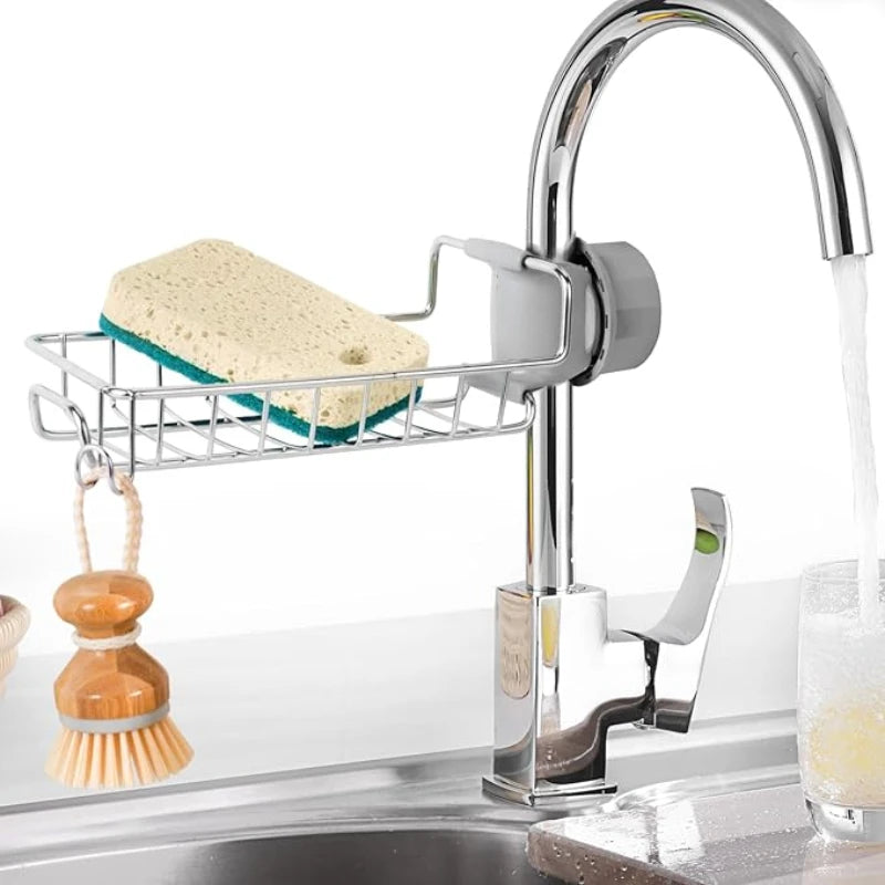 Kitchen Stainless Steel Sink Drain Rack Sponge Storage Faucet Holder Soap Drainer Towel Rack Shelf Organizer Kitchen Accessories