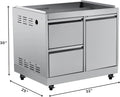 New Outdoor Kitchen Cabinet Stainless Steel Single Door Double Drawer Storage Cabinet with Wheels Camping Garden Party