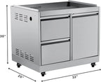 New Outdoor Kitchen Cabinet Stainless Steel Single Door Double Drawer Storage Cabinet with Wheels Camping Garden Party