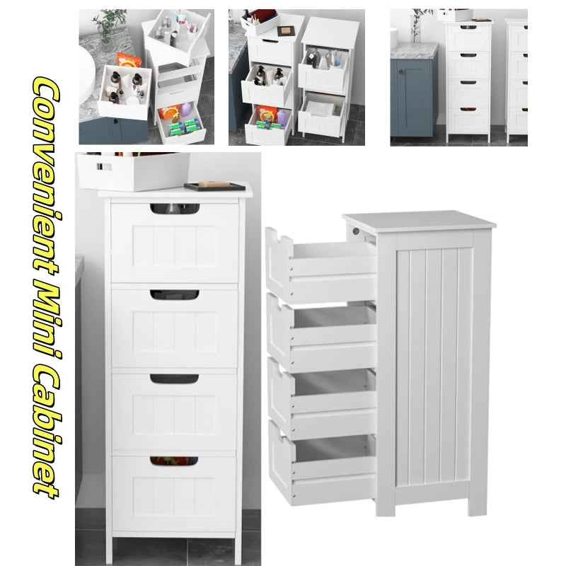 EFAN White 5-drawer storage cabinet 4 drawers Wooden storage cabinet Floor standing Bedroom Living room Bathroom Corridor Hotel