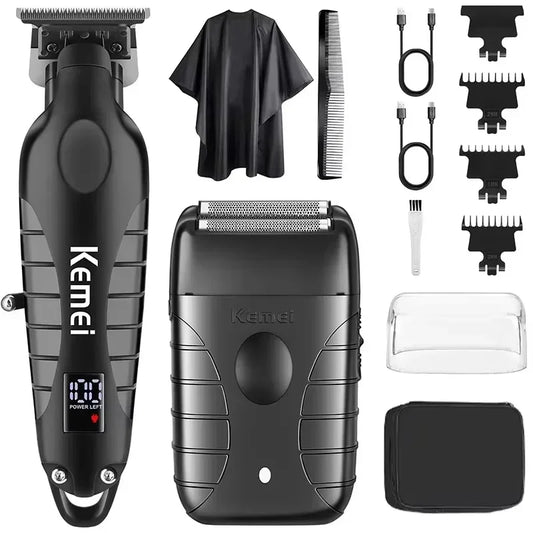 Kemei KM-2293 T95 Hair Clipper Professional Electric Rechargeable Barber Trimmer Cordless Trimmer Type-c Zero Gapped Cutting