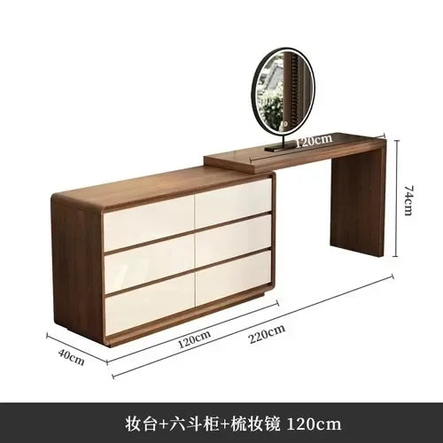 Desk Organizer Bedroom Dressing Table Mirror Bedside Modern Wood Makeup Table Storage Nordic Vanitys Para Maquillaje Furniture