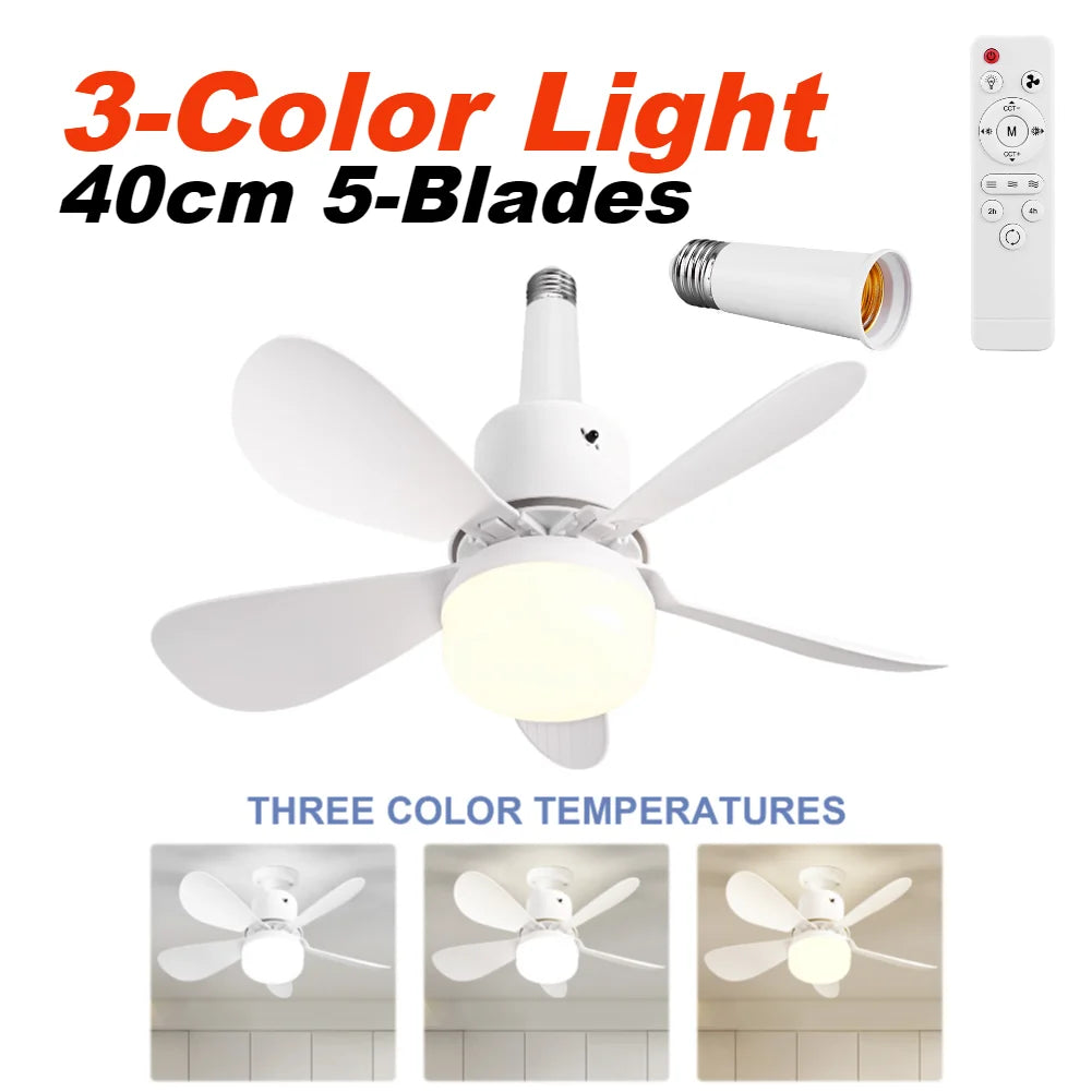 40W Ceiling Fan Lamp RGB Dimmable Ceiling Fanlight Stepless Dimming E2