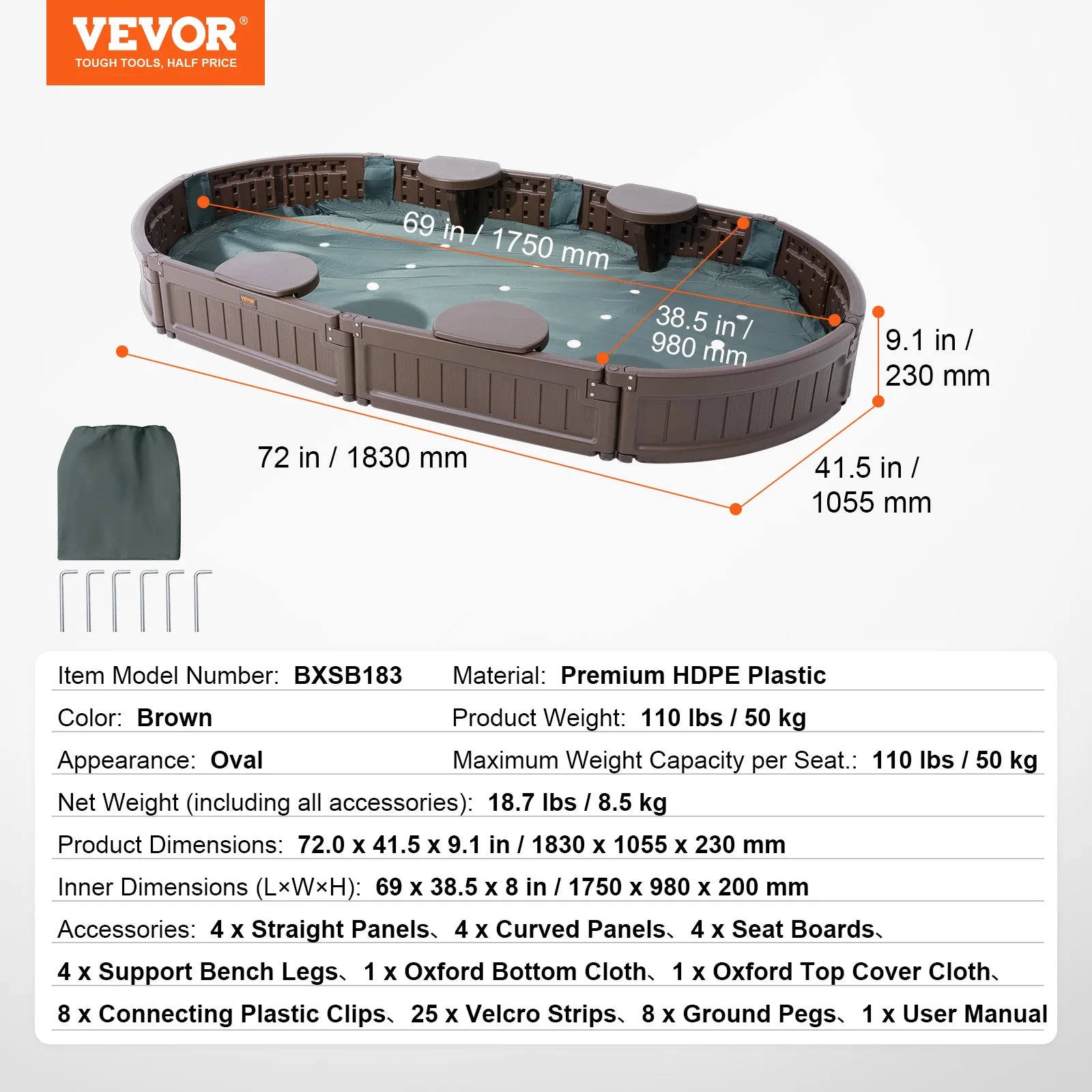 SucceBuy Sandbox with Cover in Square Sand Box Sand Pit with 4 Corner Seating and Bottom Liner Kids Sandbox for Outdoor for Kids