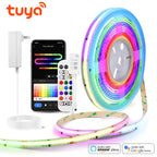 Tuya Smart WiFi Switch WS2811 COB RGBIC RGB LED Strip Light 12V Power Adapter Plug Dimmable Lamp LED Tape for Room Kitchen Decor