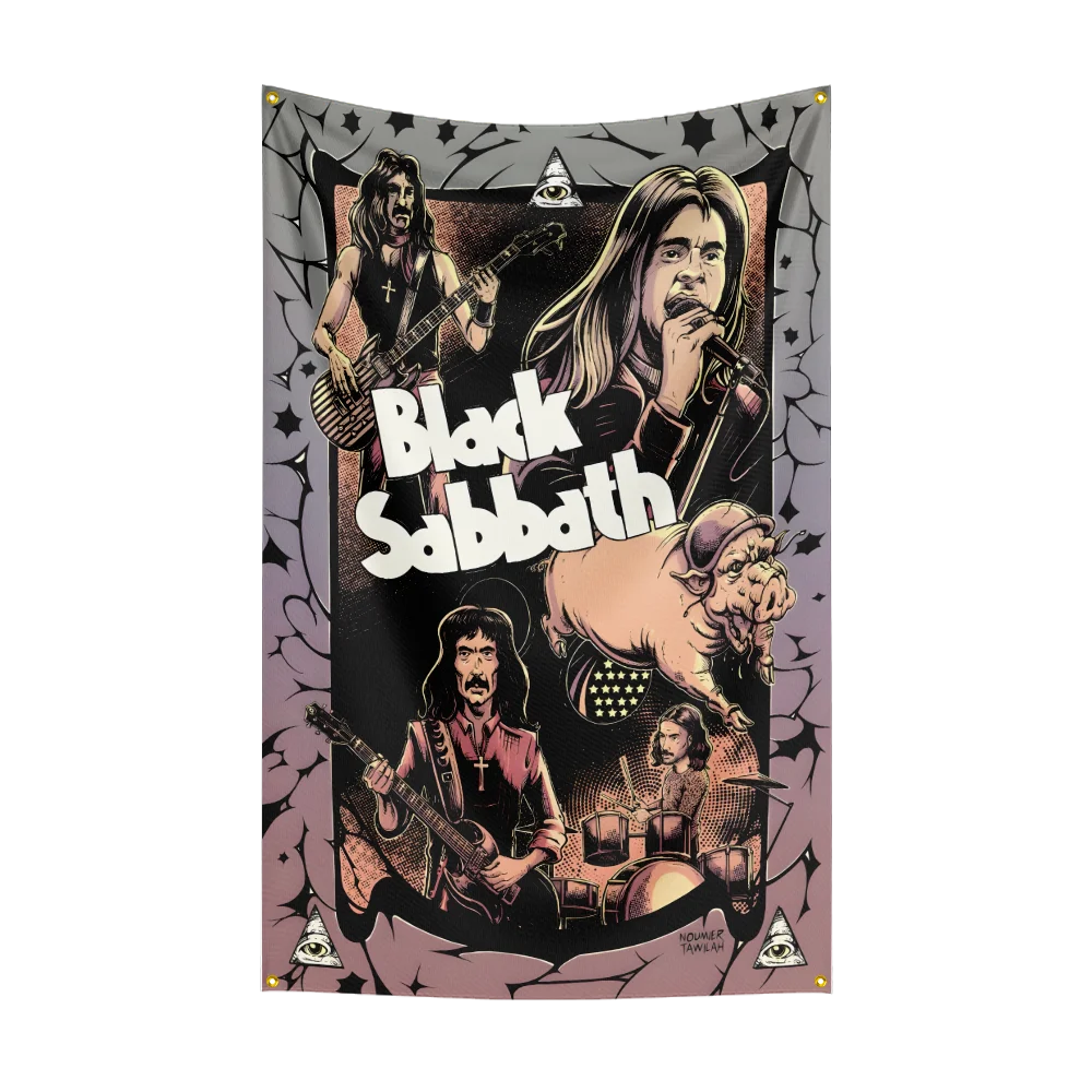 3x5 Ft Heavy Rock Band-B-Black Sabbaths Flag Polyester Digital Printing Banner for Bedroom Wall Art Out Door Tapestry