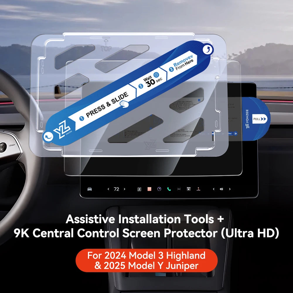 YZ Tempered Glass Film Protector For Tesla Model Y Juniper  Model 3 Highland 2024 2025 Rear Row Center Control Screen Protective