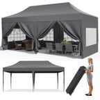Pavilion Popup Gazebo 3x6m Waterproof Folding Gazebo Tent Party Tent with 6 Side Panels UV 50+ Height Adjustable 2-3M