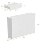 15 Drawer Modern White Dresser 70.9" Chest of Drawers Hidden Handle Design Ample Storage Space Sturdy MDF Construction Smooth