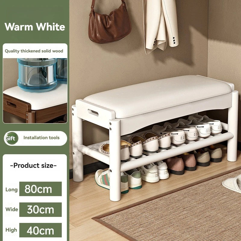 Shoe changing stool, home entrance shoe rack, can sit, in door shoe stool, solid wood shoe cabinet, living room entrance storage