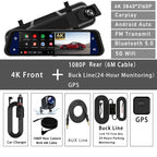 UHD 4K 3840*2160P Car Dvr Carplay Android Auto GPS 5G WIFI AUX Dash Ca