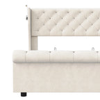Double bed, 140x190 cm, equipped with LED strip and USB port, with a hydraulic storage chest, velvet fabric