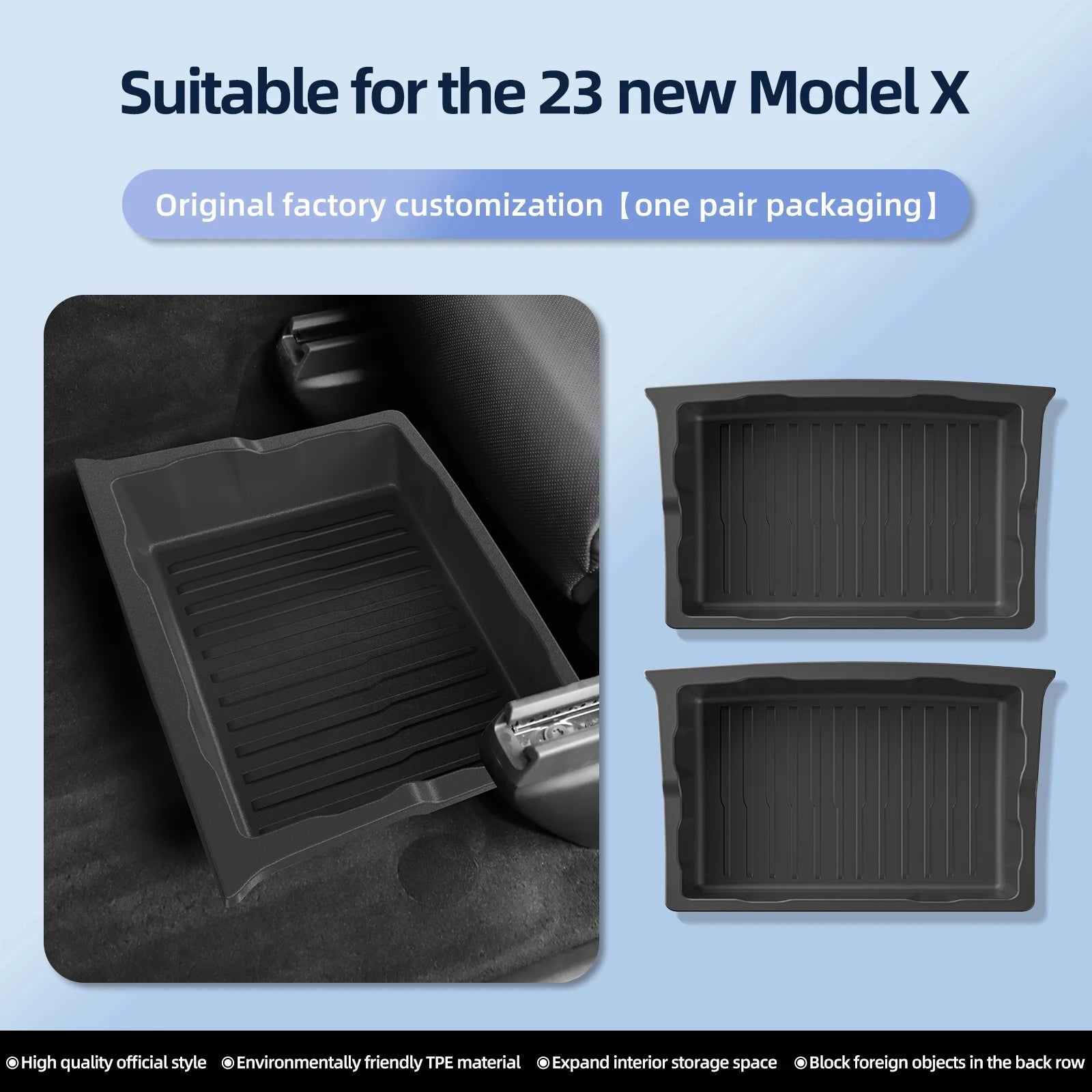 For Tesla Model X Under Seat Storage Box Car Interior Accessories Drawer Type Storage Organizer Lower Box Case 2023-2024